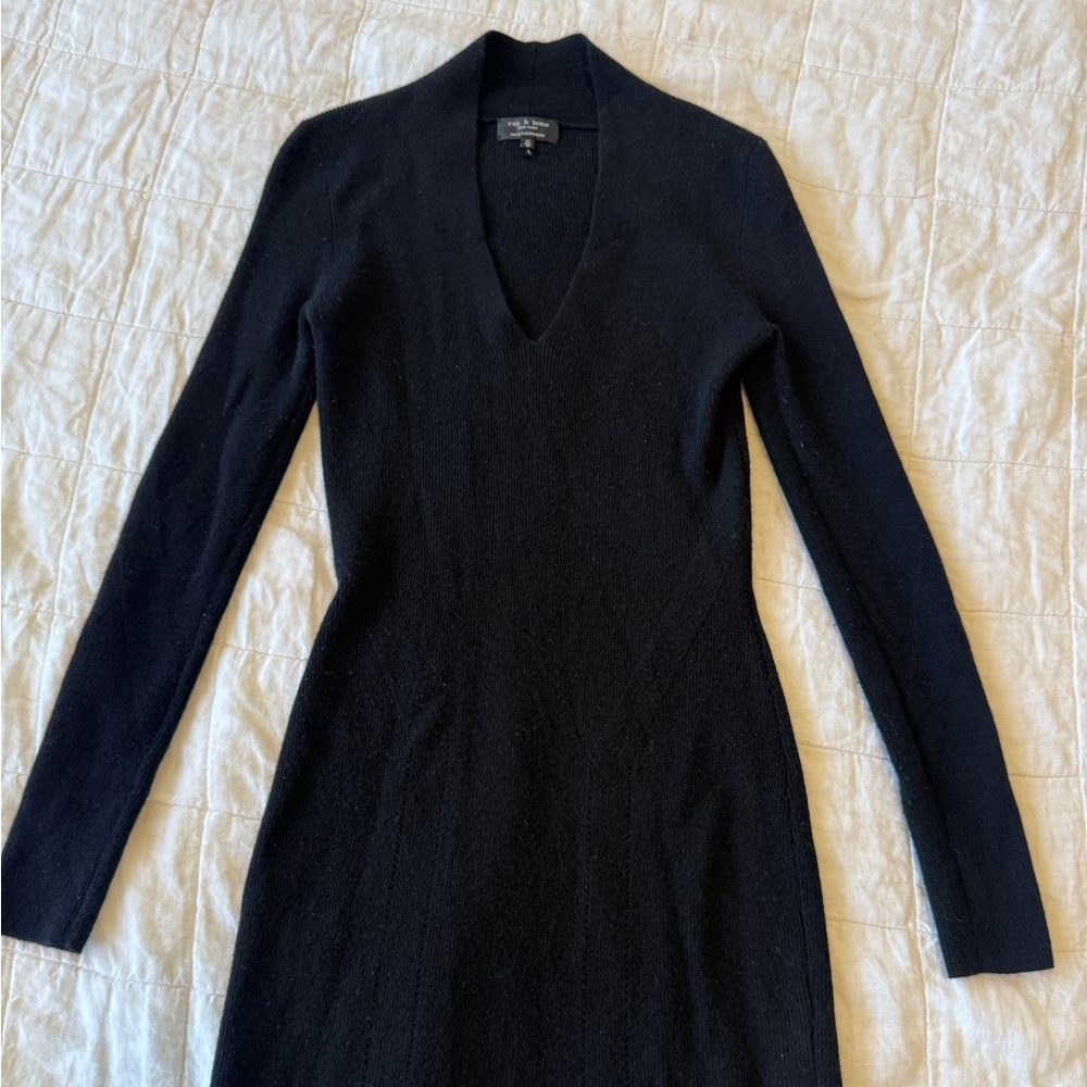Rag & Bone Cashmere Knit Dress – V-Neck – Minor Repaired Area